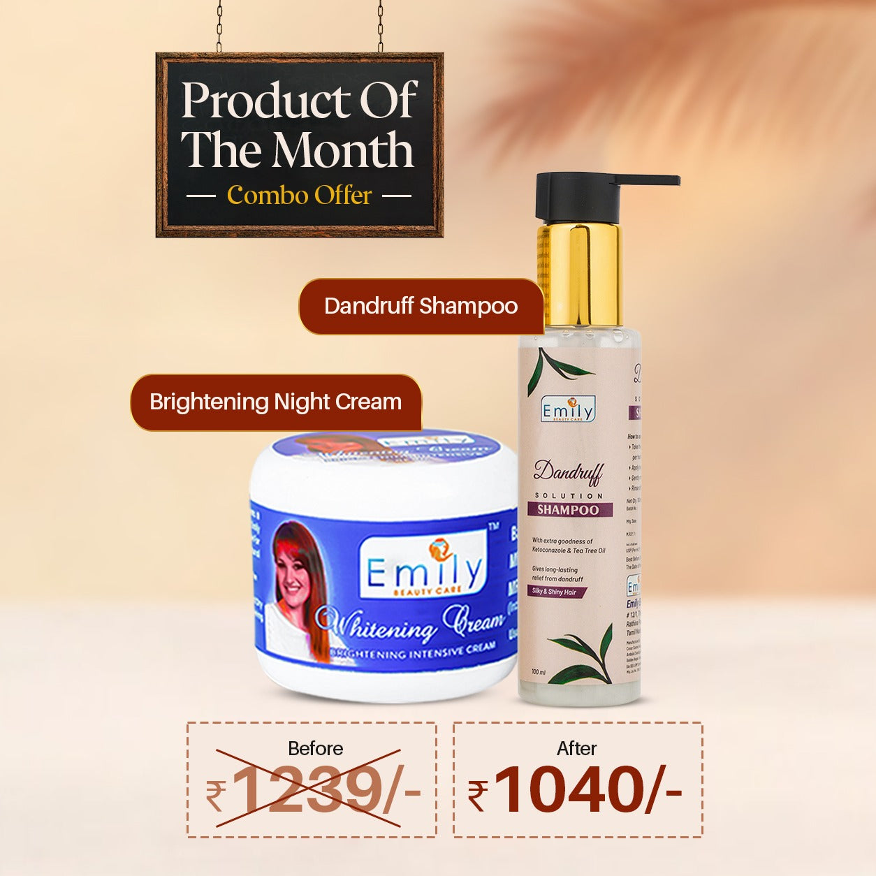 Brightening Night Cream + Dandruff Solution Shampoo - Combo