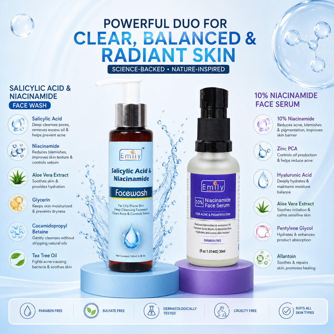 Salicylic Acid Face Wash + Niacinamide 10% Face Serum - Combo