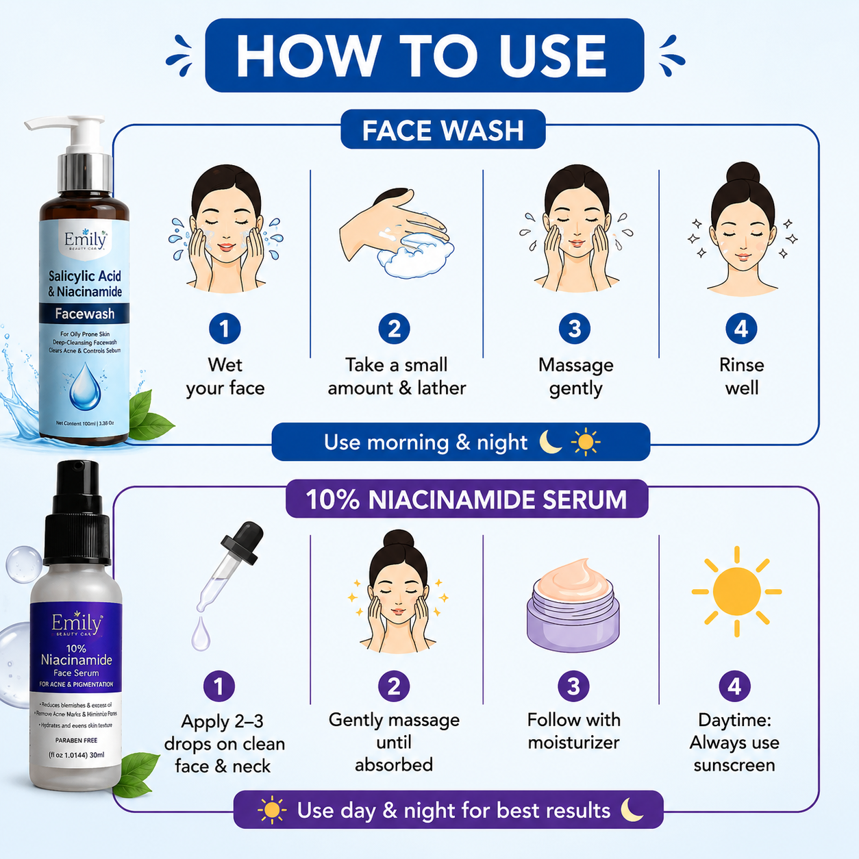 Salicylic Acid & Niacinamide Face Wash / Niacinamide 10% Face Serum