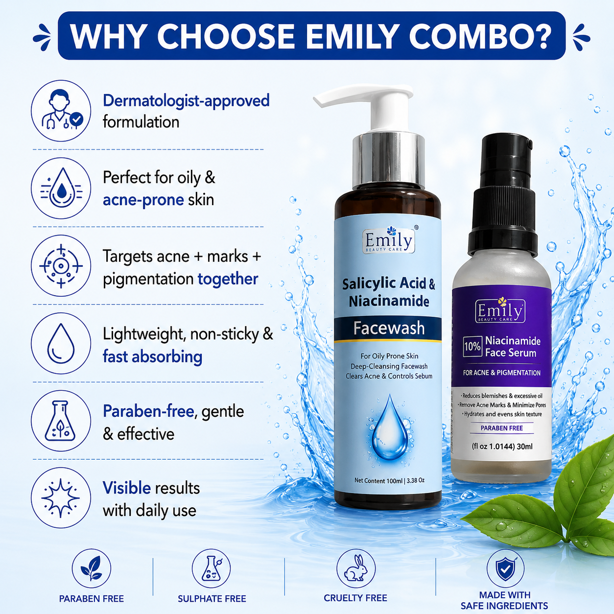 Salicylic Acid & Niacinamide Face Wash / Niacinamide 10% Face Serum