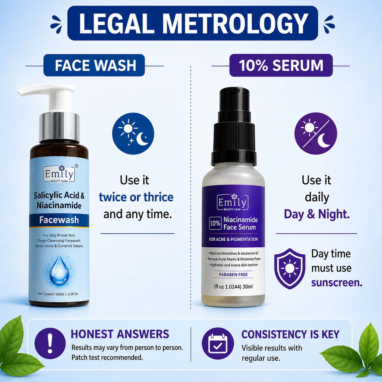 Salicylic Acid & Niacinamide Face Wash / Niacinamide 10% Face Serum