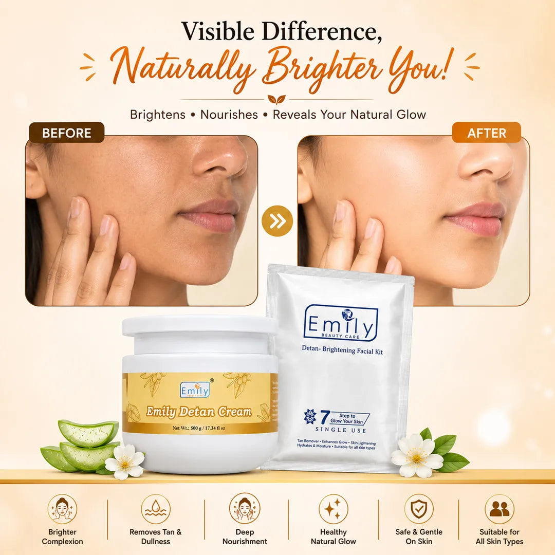 Detan Cream + Detan Bringtening Facial Kit - Combo