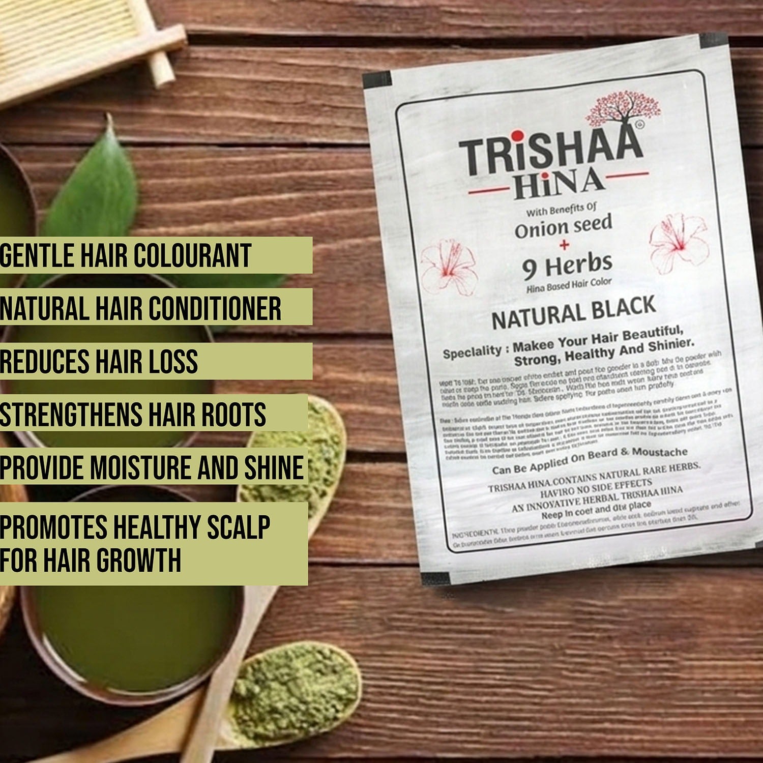 Trishaa Hina Natural Black with Onion Seeds & 9 Herbs – 40g