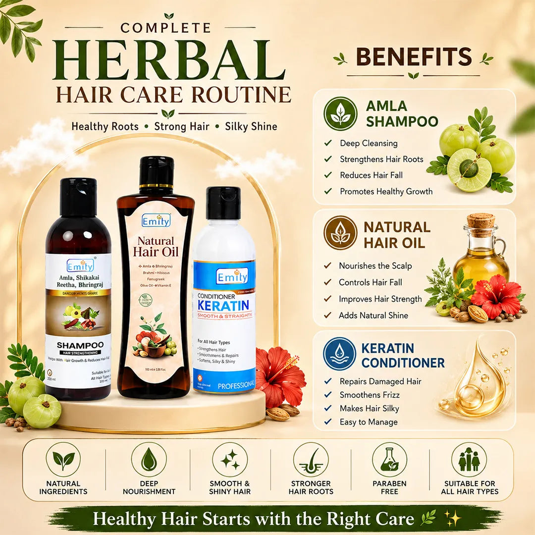 Natural Hair oil 100ml + Amla Shampoo + Conditioner - Combo