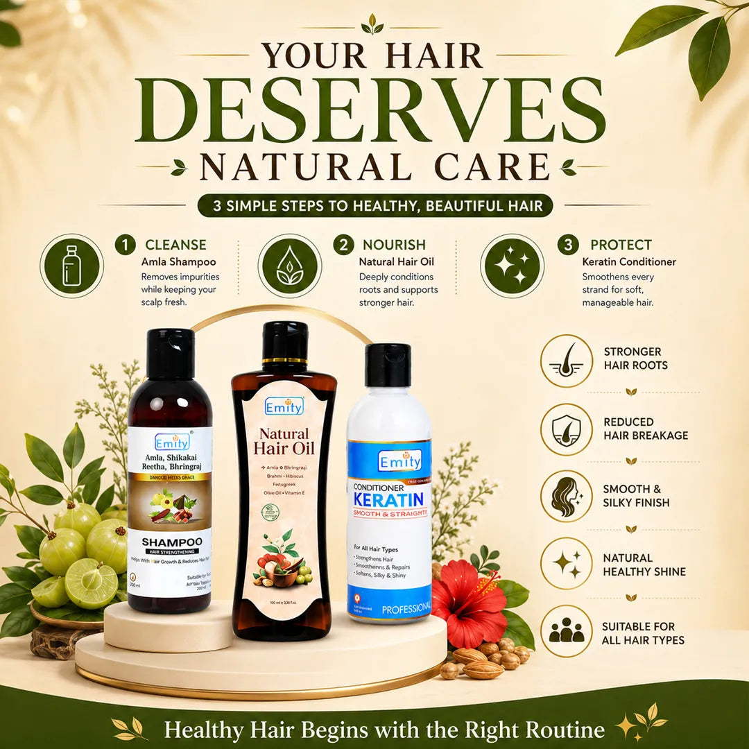 Natural Hair oil 100ml + Amla Shampoo + Conditioner - Combo