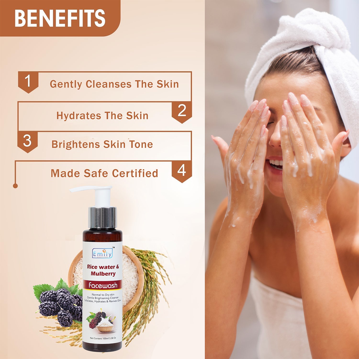 RICE WATER & MULBERRY FACE WASH – 100ML