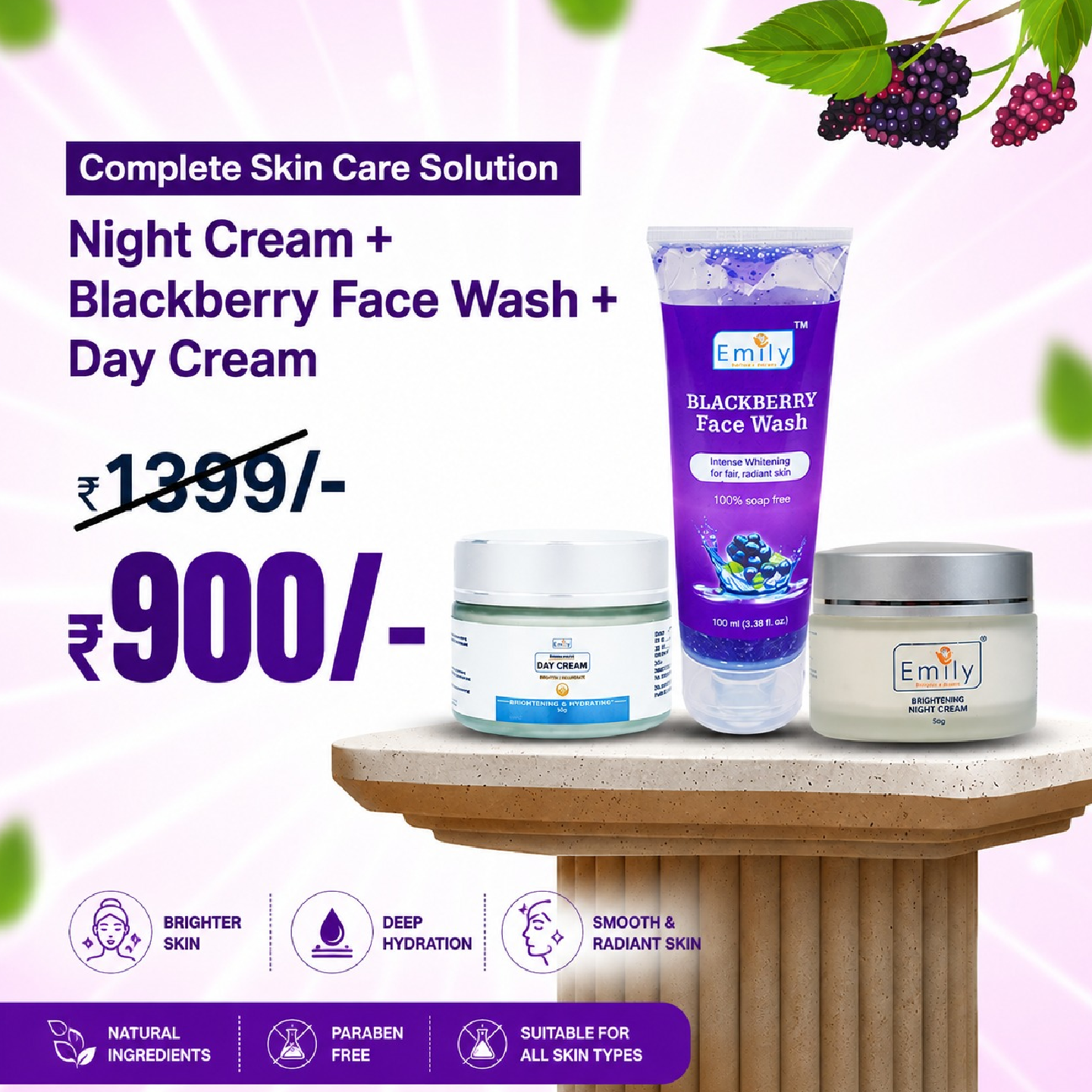 Night Cream / Blackberry Face Wash / Day Cream