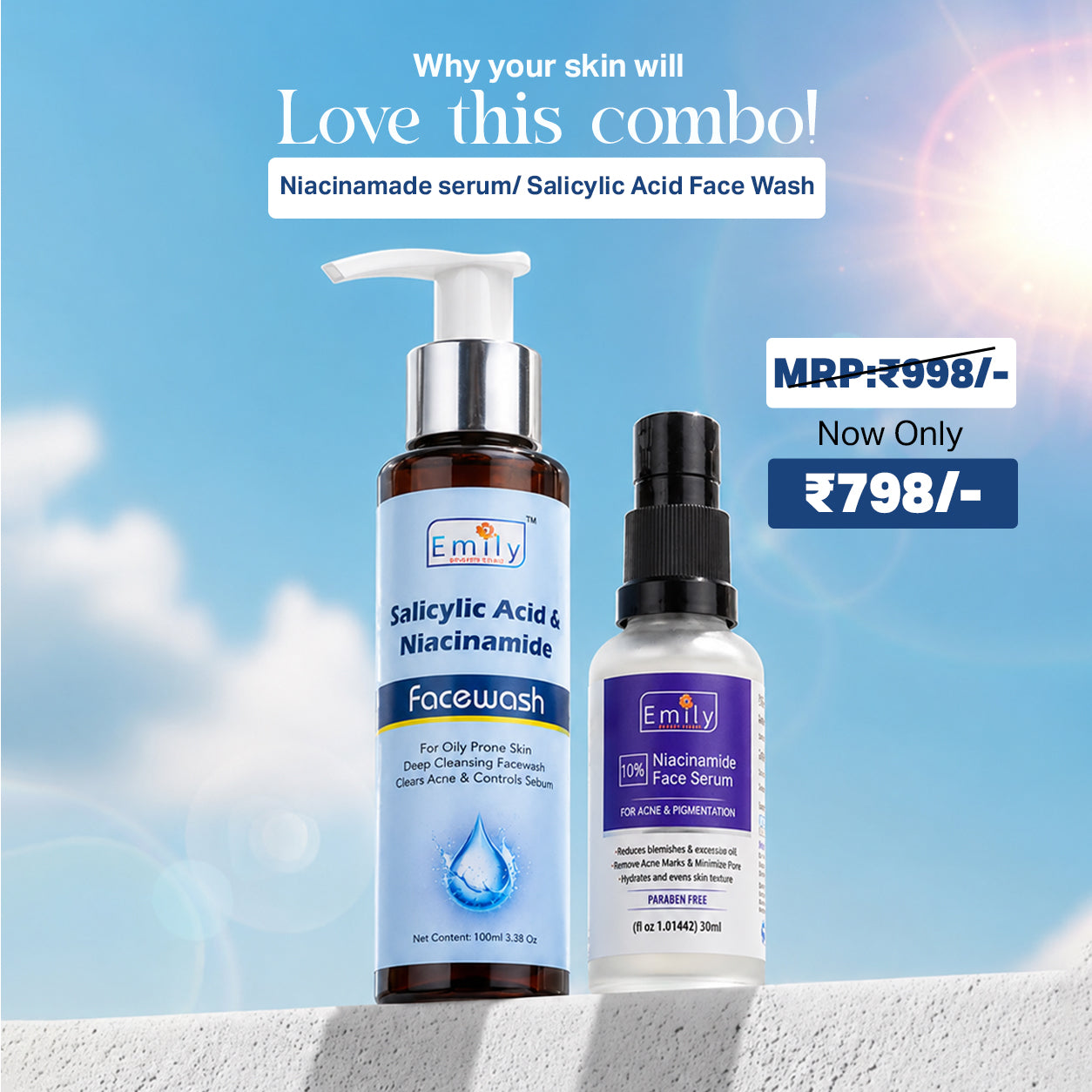 Niacinamide 10% Face Serum + Salicylic Acid Face Wash  - Combo