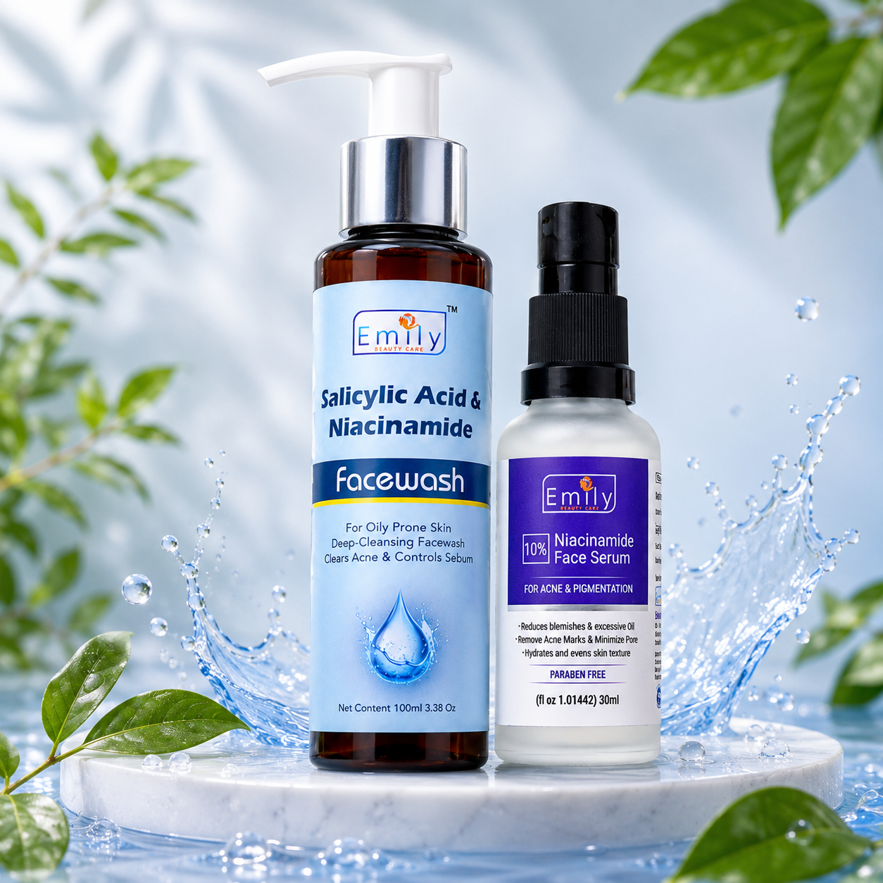 Salicylic Acid Face Wash + Niacinamide 10% Face Serum - Combo
