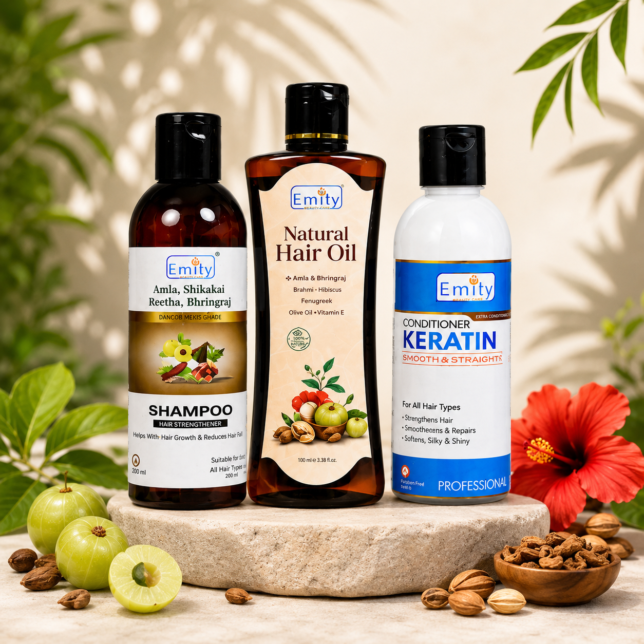 Natural Hair oil 100ml + Amla Shampoo + Conditioner - Combo