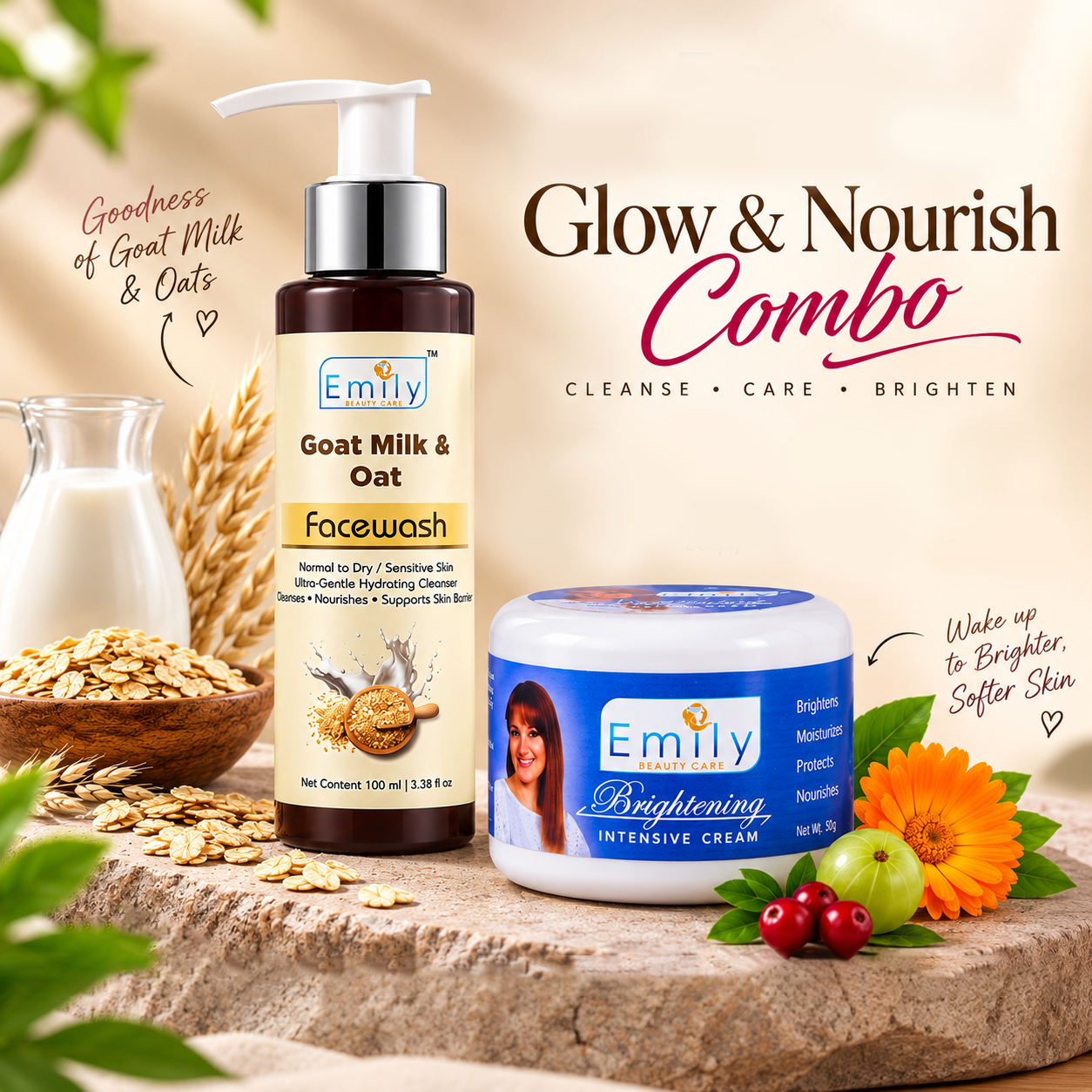 Brightening Night Cream + Goat Milk Face Wash - Combo